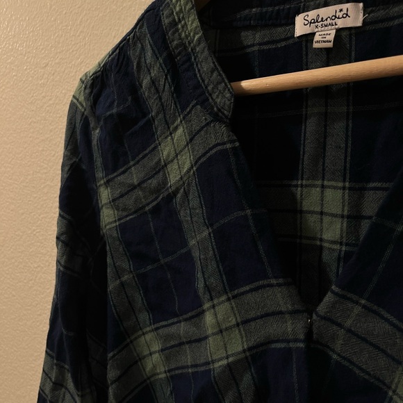 Plaid V-Neck Women's Top - Picture 3 of 5